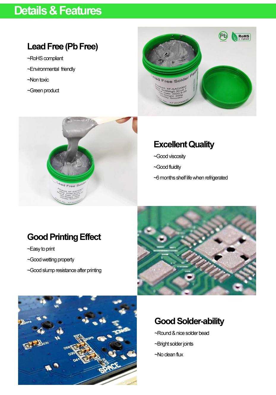 Lead-Free High Temperature Solder Paste for SMD Components